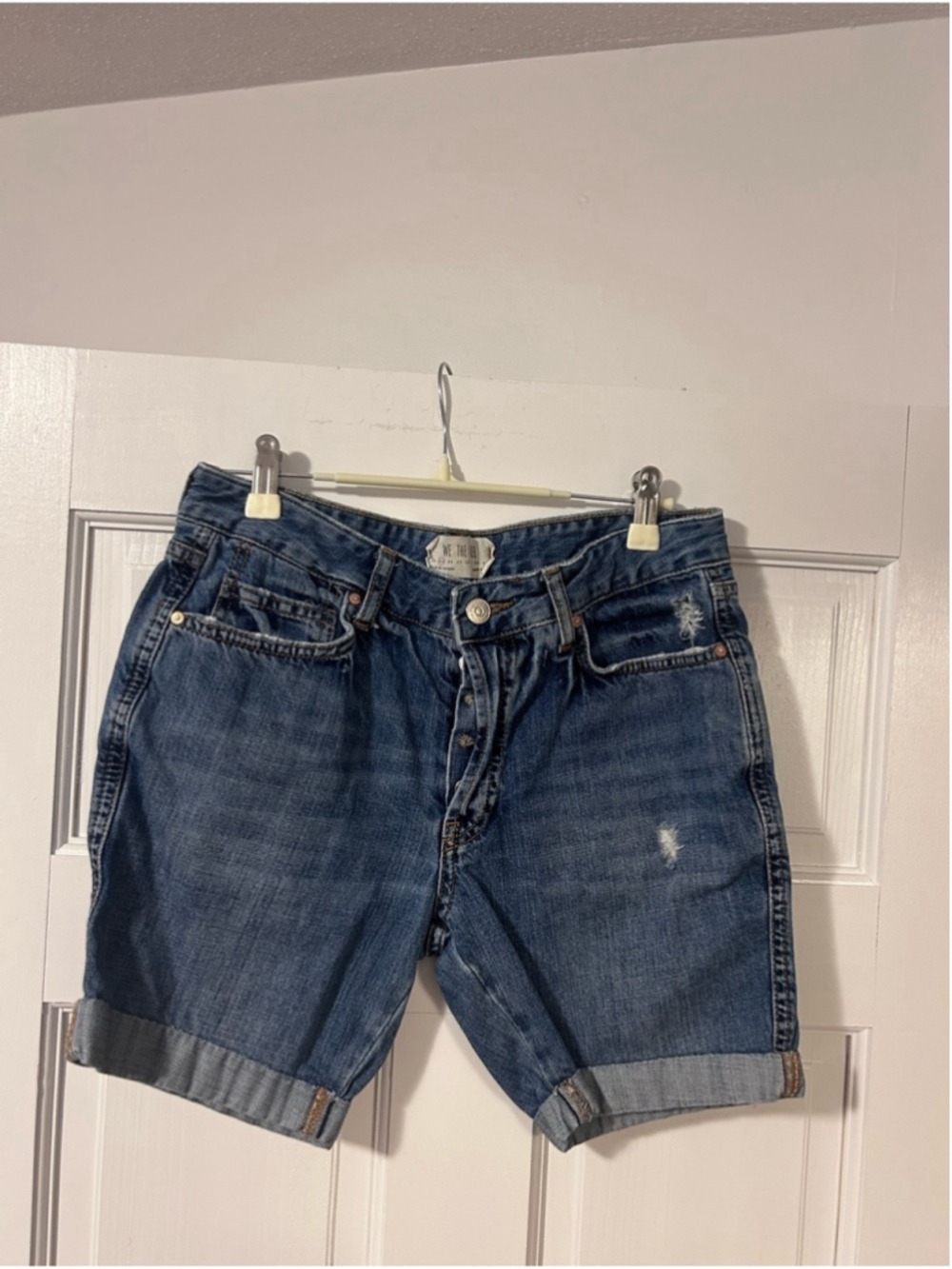 We The Free light blue denim shorts with contrast stitching